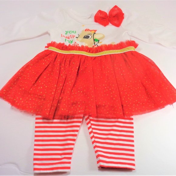 RUDOLPH THE RED NOSED REINDEER Other - RUDOLPH YOU LIGHT UP MY LIFE REINDEER 3 MONTH GIRLS CHRISTMAS HOLIDAY OUTFIT